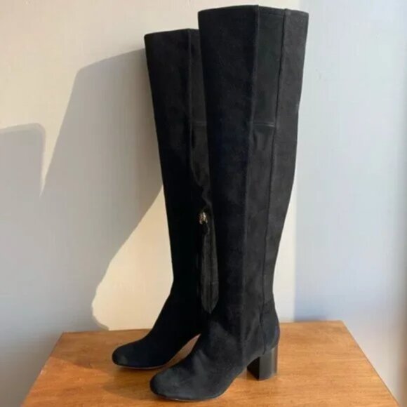 DIANE VON FURSTENBERG Luzzi Over the Knee Suede Black Fall Winter Heeled Boots - Picture 6 of 15